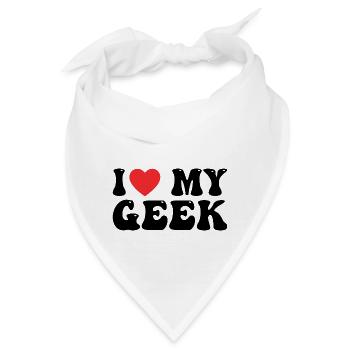 Ich liebe meinen Geek - Bandana - Weiß - Vorne