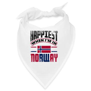 Norwegen Norwegisches Norwegen am glücklichsten, wenn ich in Norwegen bin - Bandana - Weiß - Vorne