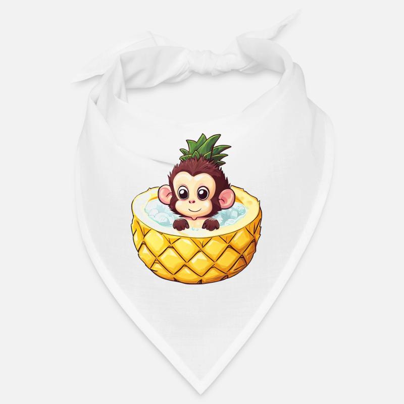 monkey bathes in pineapple - Funny summer design Bandana