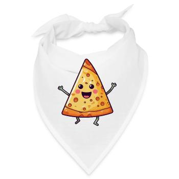 Tanzende Salami-Pizza - Kawaii Stil - Bandana - Weiß - Vorne