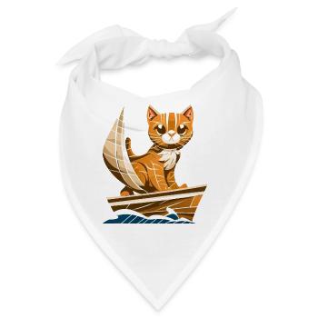 segelt mit Segelboot, Gestreiftes und Abstraktes - Bandana - Weiß - Vorne