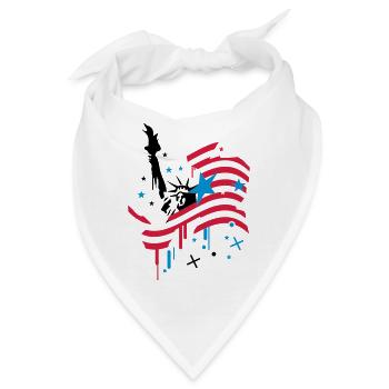 amerikanische Flagge und Freiheitsstatue - Bandana - Weiß - Vorne