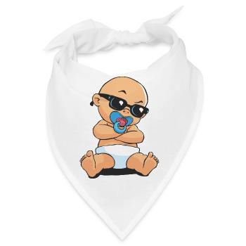 CD - Baby Gangsta mit Sonnenbrille und Schnuller - - Bandana - Weiß - Vorne