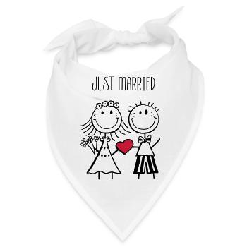 Just Married Brautpaar - Hochzeit - Geschenk - Bandana - Weiß - Vorne