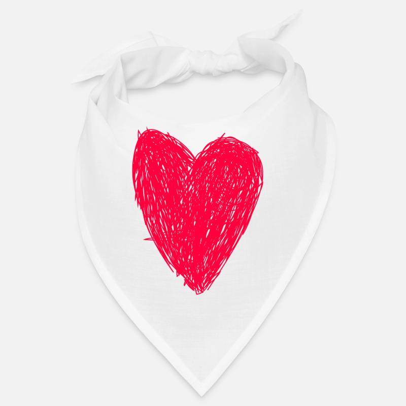 Rotes Herz - Bandana - Weiß