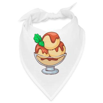 Eis Speiseeis Eiskrem Eiscreme Kugeleis Eisbecher - Bandana - Weiß - Vorne