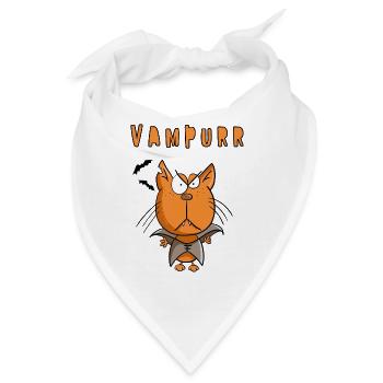 Gruselige Vampurr Schnurr Katze I Halloween - Bandana - Weiß - Vorne