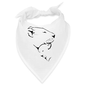 Löwin und ihr Löwe - Bandana - Weiß - Vorne
