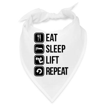 eat sleep lift repeat - Bandana - Weiß - Vorne