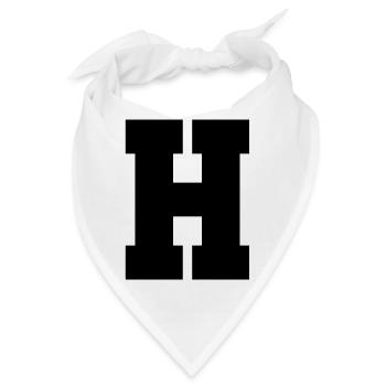 H - Grossbuchstabe einzeln, fett und serifenbetont - Bandana - Weiß - Vorne