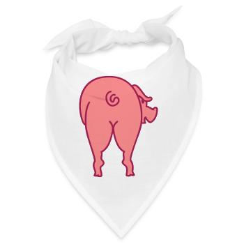 Schwein von Hinten / Pigs Backside (2c) - Bandana - Weiß - Vorne