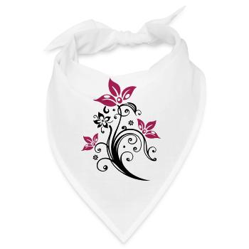Ranke mit bunten Blumen, Blüten. Sehr feminin. - Bandana - Weiß - Vorne