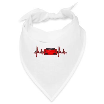 EKG Herzschlag - Auto / Sportwagen - Bandana - Weiß - Vorne