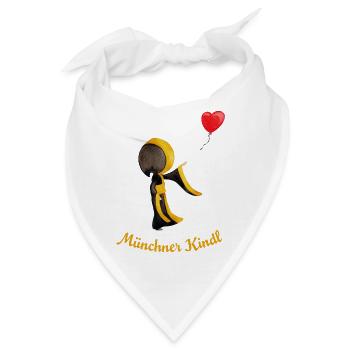 Münchner Kindl mit Herz-Luftballon - Bandana - Weiß - Vorne