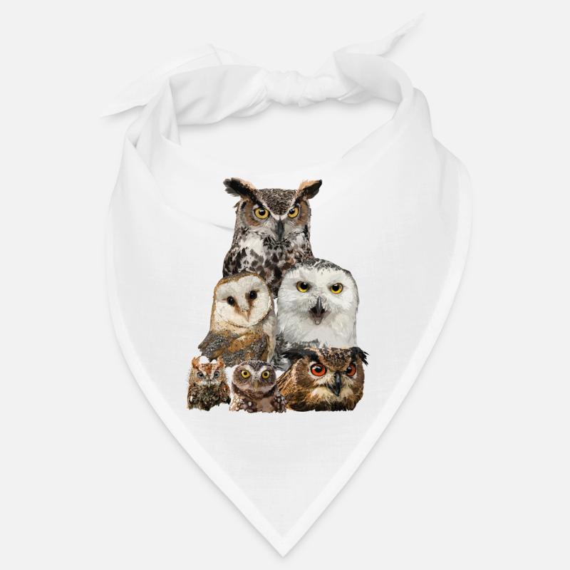 Eulen - Bandana - Weiß