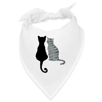 Schwarze und graue Katzen - Bandana - Weiß - Vorne