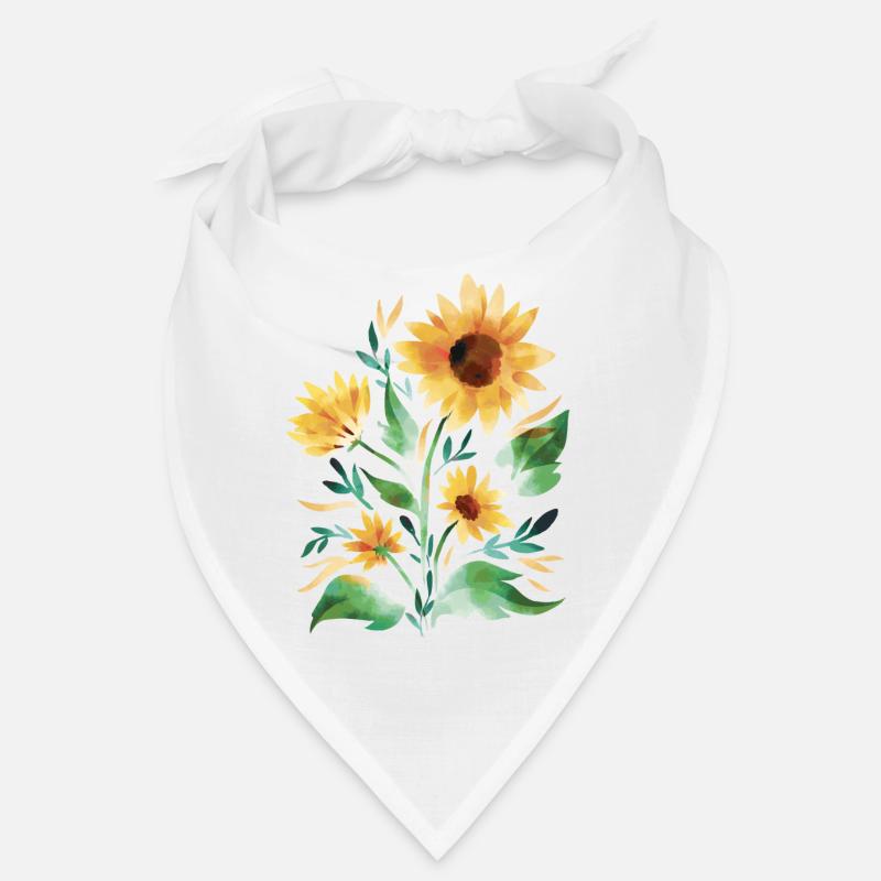 Sonnenblumen handgemalt - Bandana - Weiß