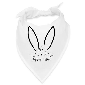 Minimal Bunny - Happy Easter - Bandana - Weiß - Vorne