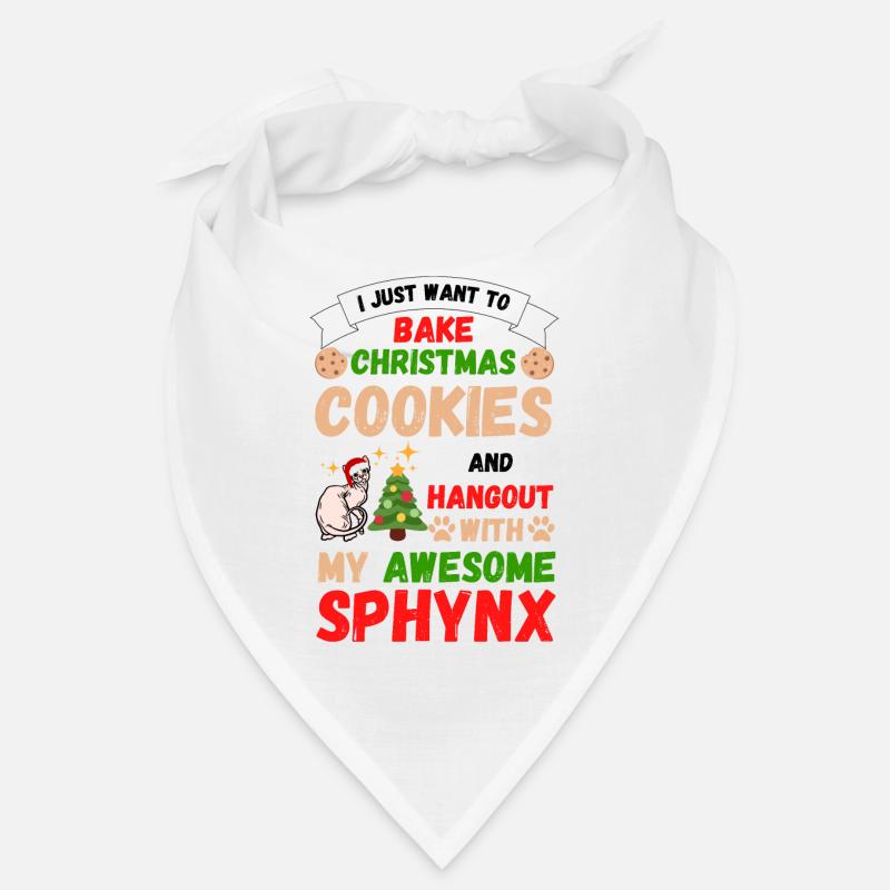 Christmas Sphynx cat baking cookies with cat Bandana