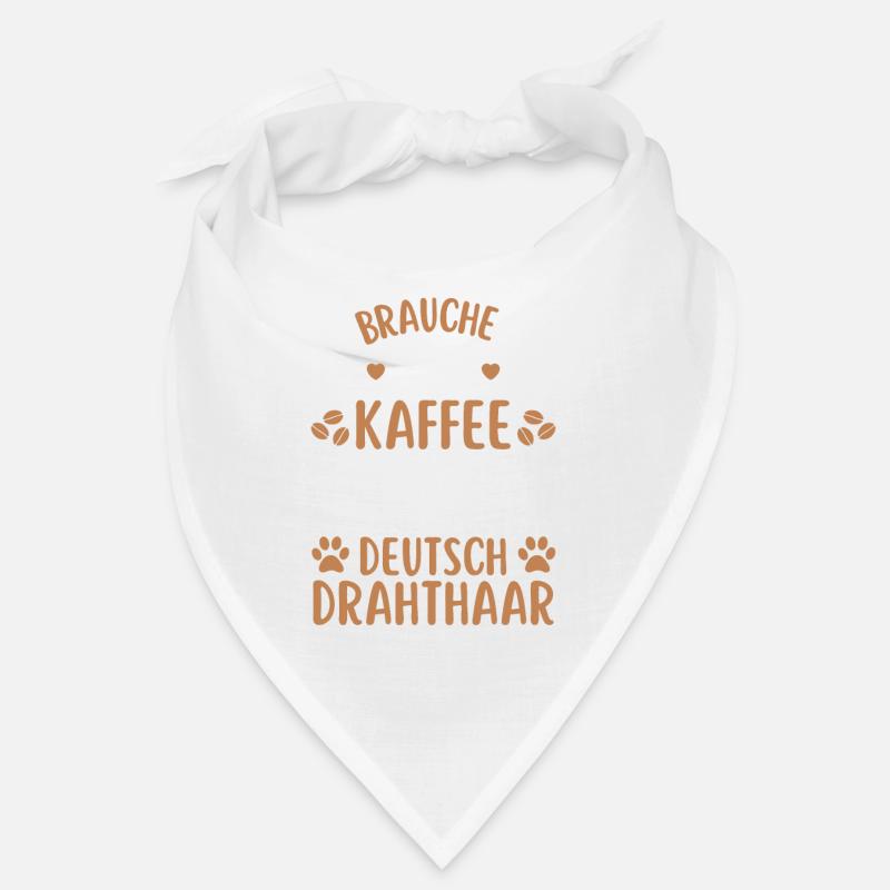Deutsch Drahthaar Kaffee Hund Cafe - Bandana - Weiß