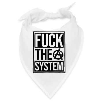 Text fuck the system - Bandana - Weiß - Vorne