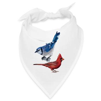 Der nördliche Kardinal und der blaue Eichelhäher - Bandana - Weiß - Vorne
