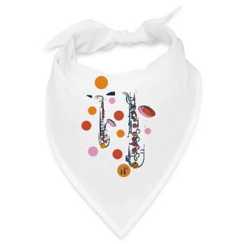 Saxophon - Bandana - Weiß - Vorne
