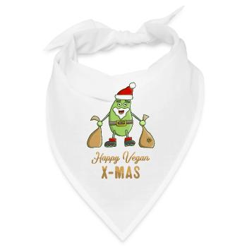 Ein veganer Soja Weihnachtsmann Happy Xmas - Bandana - Weiß - Vorne