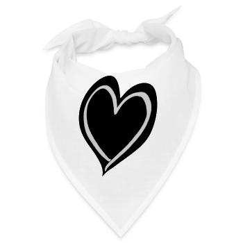 Herz schwarz weiß - Bandana - Weiß - Vorne