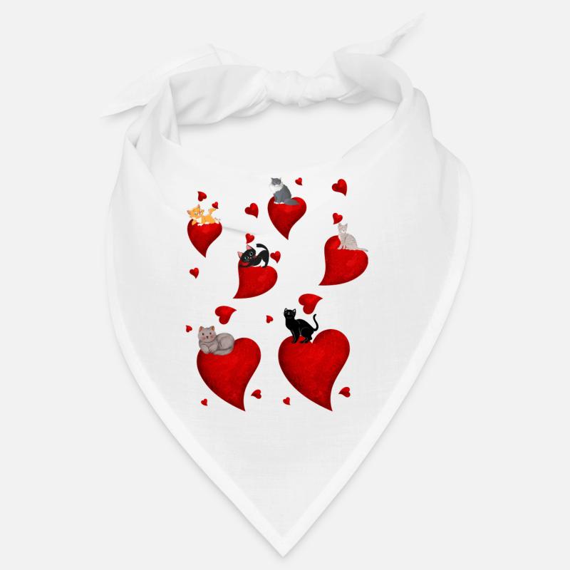 petits chats et petits coeurs - Bandana - blanc