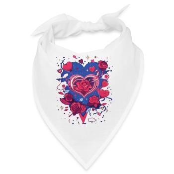 Valentinstag | Herz | Sterne | Nachthimmel - Bandana - Weiß - Vorne