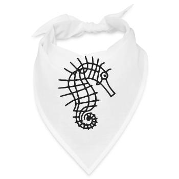 Stilisiertes Seepferdchen - Bandana - Weiß - Vorne