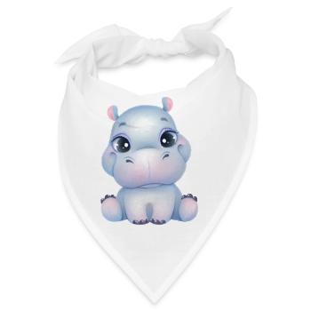 Süßes Baby-Nilpferd mit Glubschaugen - Baby-Hippo - Bandana - Weiß - Vorne