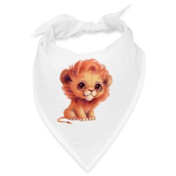 Süßer Cartoon-Baby-Löwe mit Glubschaugen - Bandana - Weiß - Vorne