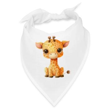 Süße Cartoon-Baby-Giraffe mit Glubschaugen - Bandana - Weiß - Vorne
