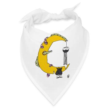 Mondsichel mit Tieren - Bandana - Weiß - Vorne
