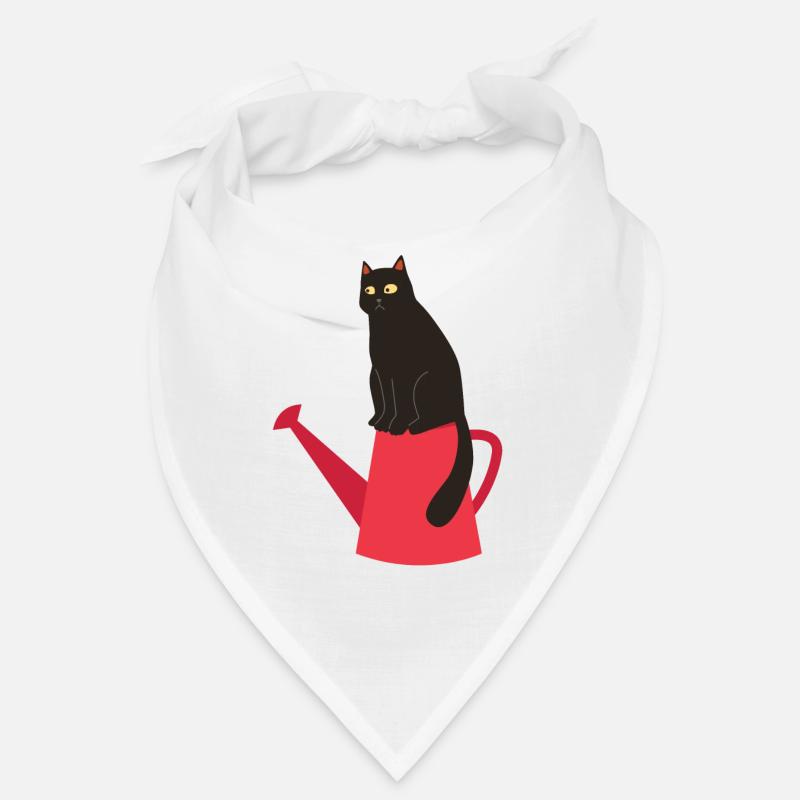 Design de printemps - chat noir sur arrosoir - Bandana - blanc