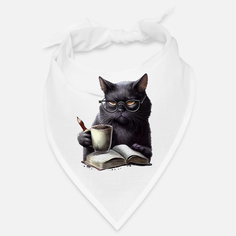 Black cat reading book Bandana