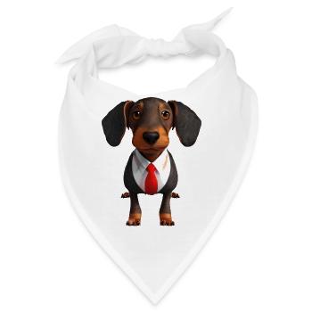Hunde Dachshund mit Anzug Hund Dackelwelpe - Bandana - Weiß - Vorne