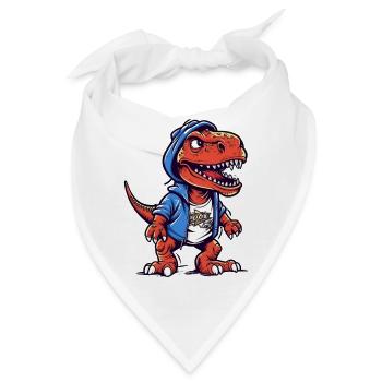 Dino in Hoodie mit Coolem Blick - Bandana - Weiß - Vorne
