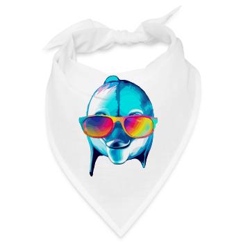 Eko, der Brillendelfin - Bandana - Weiß - Vorne