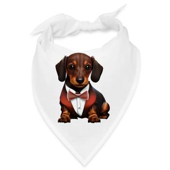 Dachshund mit Anzug Hunde Hund Dackelwelpe - Bandana - Weiß - Vorne