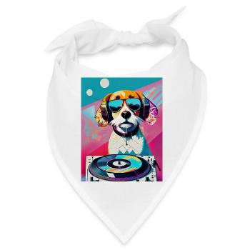Cooler Hunde-DJ mit Sonnenbrille - Bandana - Weiß - Vorne
