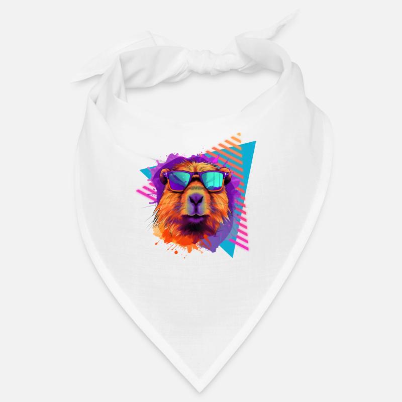 Capybara mit Sonnenbrille 80er Jahre Stil Bandana