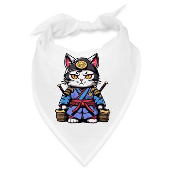 Samurai-Katze #23 - Bandana - Weiß - Vorne