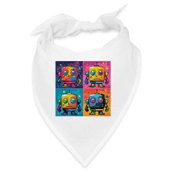 Verspielter Bot: Ein Pop-Art-Fusionsroboter. - Bandana - Weiß - Vorne
