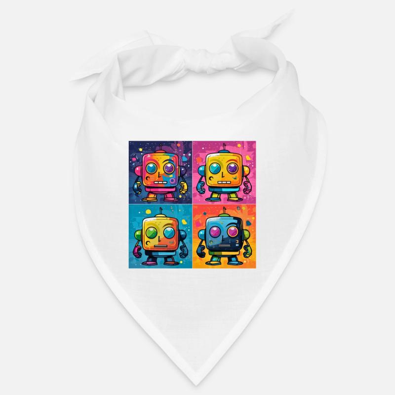 Verspielter Bot: Ein Pop-Art-Fusionsroboter. Bandana