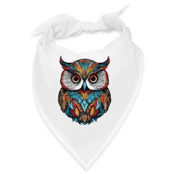 Bunte Eule - Bandana - Weiß - Vorne