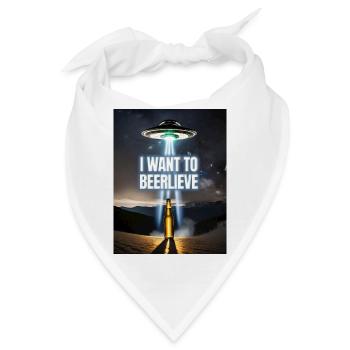 alien entführung bier wortspiel ich will beerlieve - Bandana - Weiß - Vorne