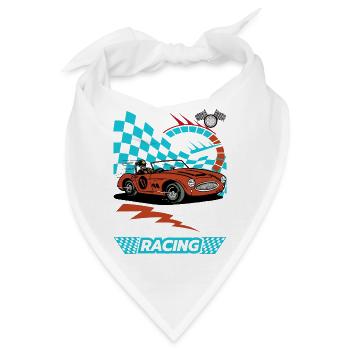 Oldtimer Rennwagen Flitzer Illustration - Bandana - Weiß - Vorne